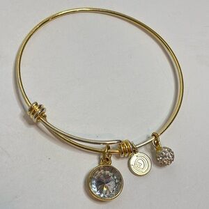 Love This Life Gold Crystal Pave Charm Affection Independence Strength Bracelet